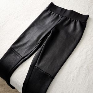 INC International Concepts Super Soft Black Faux Leather Leggings, Size Small